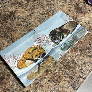 Set of Two Small Christmas Animal Themed Plates featuring a Wolf and a Fox